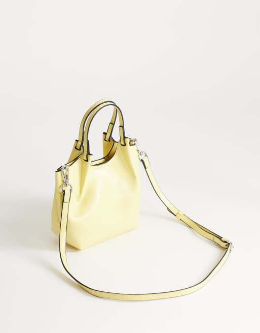 Topshop Gabbie grab bag small with detachable cross body strap in lemon , 3 of 4