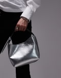 [Topshop] Topshop Gabby box grab bag in silver One Size SILVER