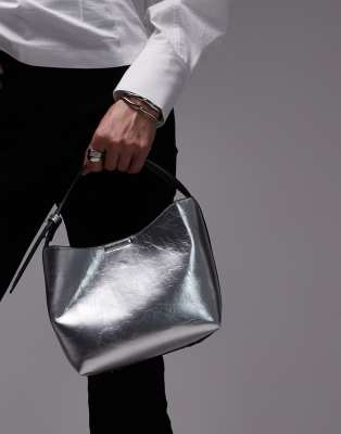 Topshop - Gabby - Kastige Handtasche in Silber