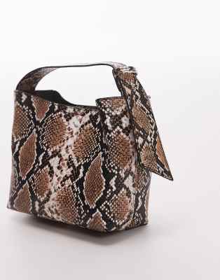 Topshop - Gabby - Kastige Handtasche mit Schlangenmuster-Bunt