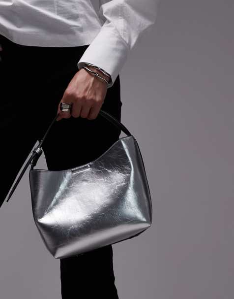 Topshop - Gabby - Sac à main carré - Argenté - view 1
