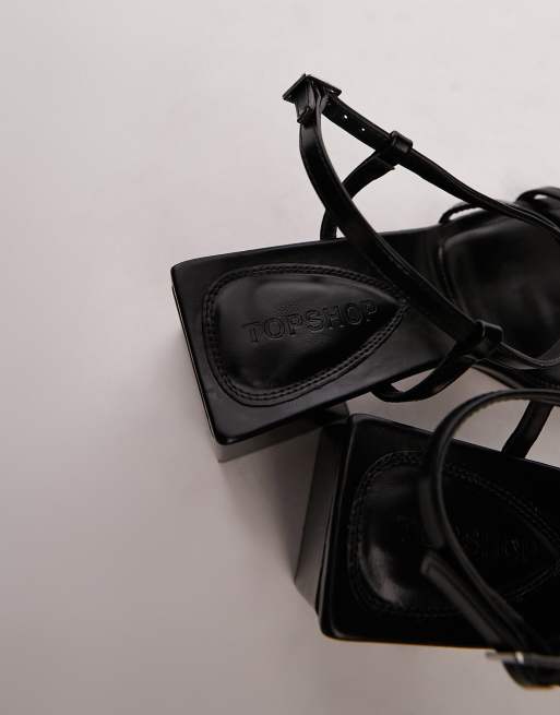 Topshop Gabby strappy block heel sandals in black, 2 of 4