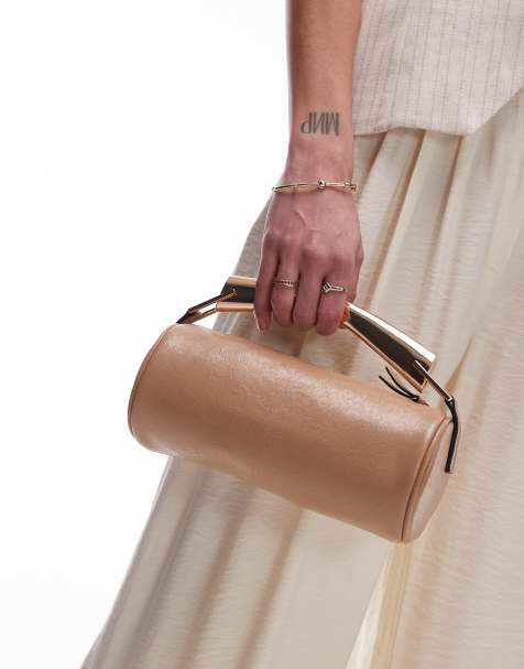 Topshop - Gabi - Sac à main forme polochon avec poignée en métal - Beige - view 1