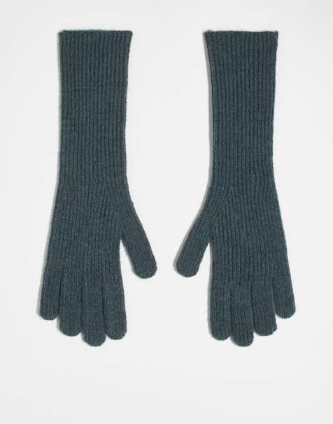 Topshop – Gabriella – Gerippte, lange Handschuhe in meliertem Grau - view 1