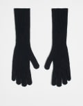 [Topshop] Topshop Gabriella ribbed long gloves in black One Size BLACK