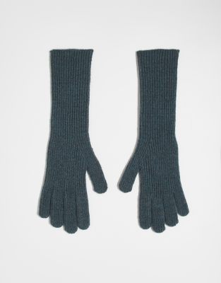 Gabriella ribbed long gloves in gray heather