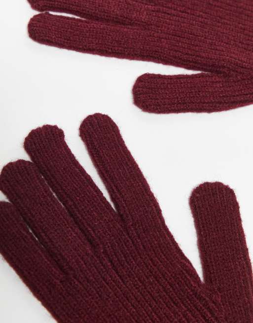 Topshop Gabriella ribbed long gloves in oxblood, 2 of 3