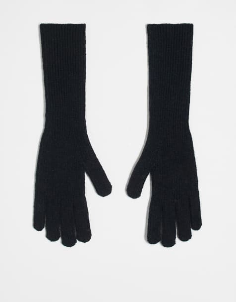 Topshop - Gabrielle - Geribbelde lange handschoenen in zwart - view 1