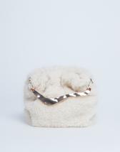 Topshop Gabriette borg metal trim handle grab bag in cream
