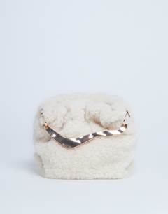 Gabriette borg metal trim handle grab bag in cream