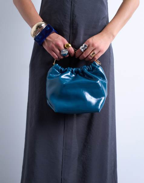 Topshop - Gabriette - Handtas met metalen handvat in blauwgroen - view 1