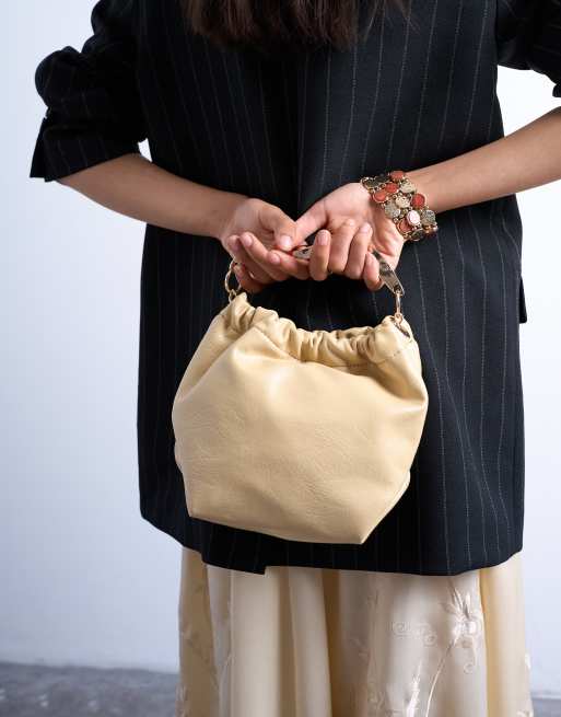Topshop - Gabriette - Sac à main avec poignée en métal - Babeurre, 3 de 4