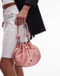 [Topshop] Topshop Gabs ruched drawstring bell bag in peach-Pink One Size Peach