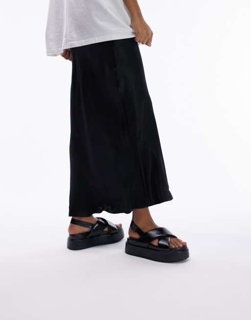 Topshop - Gaby - Chunkt flatform-sandaler i sort