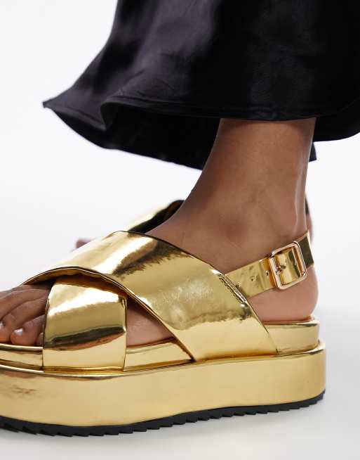 Gold store chunky sandals