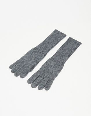Topshop Gaby long ribbed glove in charcoal - ASOS Price Checker