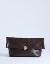 Topshop Gaia clutch bag with gold hardware in chocolate