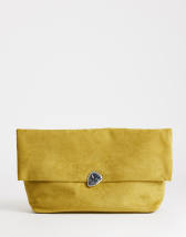Topshop Gaia folded clutch bag with hardware in olive