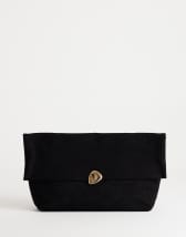 Topshop Gaia suedette clutch bag with hardware in black