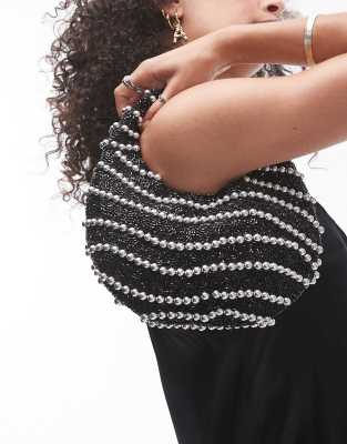 Gail beaded grab bag in black