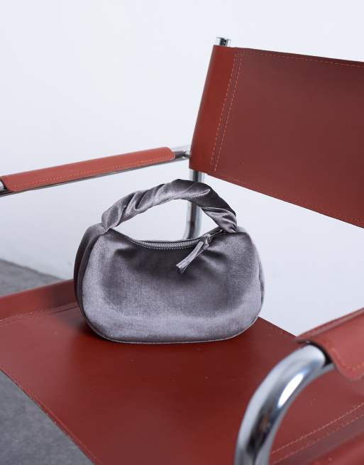 Topshop - Gail - Sac à main en velours à poignée torsadée - Gris ardoise, 2 de 4