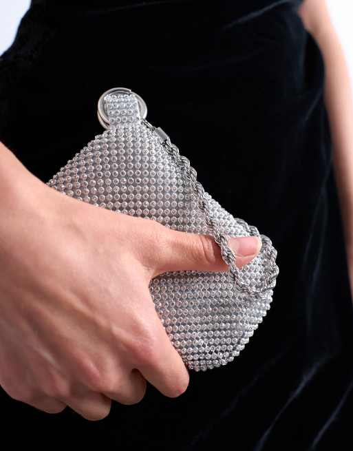 Topshop - Galaxy - Borsa a mano con strass color argento, 4 di 4