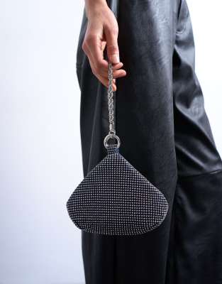 Topshop - Galaxy - Kleine Handtasche mit Strassbesatz in Marineblau