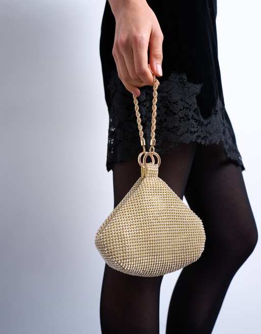 Topshop Galaxy rhinestone purse in gold