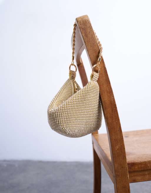 Topshop Galaxy rhinestone purse in gold