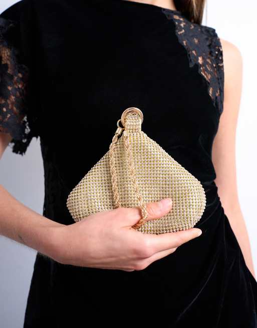 Topshop Galaxy rhinestone purse in gold