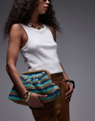 Topshop - Galileo - Sac à main crocheté rayé - Vert