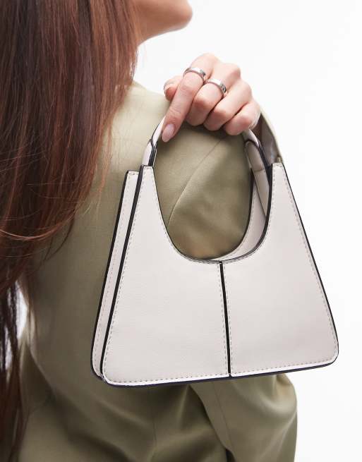 Topshop - Galvin - Driehoekige handtas met structuur in gebroken wit