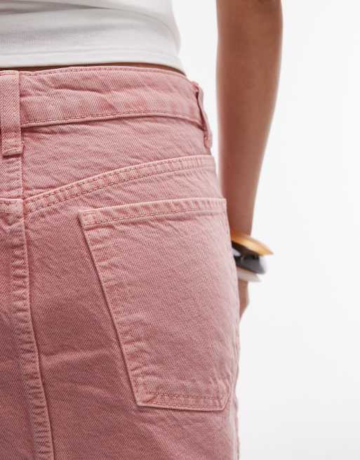Topshop - Gammelrosa pelmet-mininederdel i denim, 3 af 5