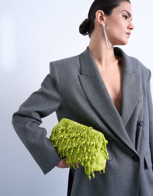 Topshop - Garison - Clutch met kralen en versiering in groen, 3 van 4