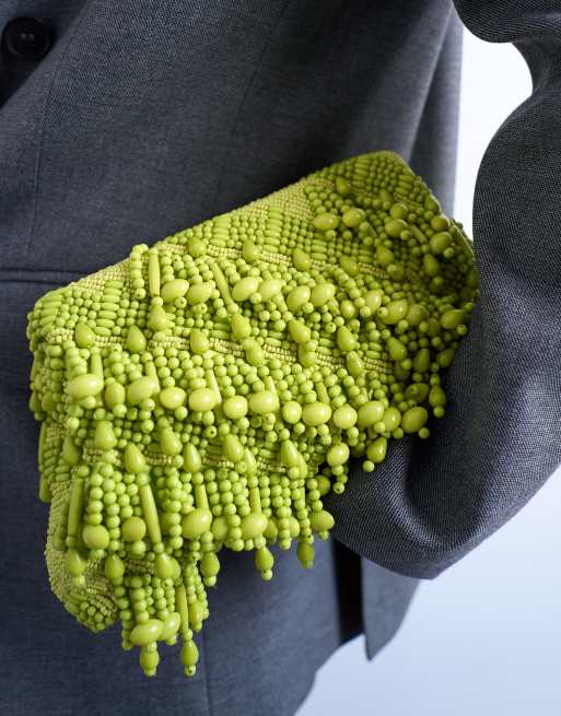 Topshop - Garison - Clutch met kralen en versiering in groen, 4 van 4