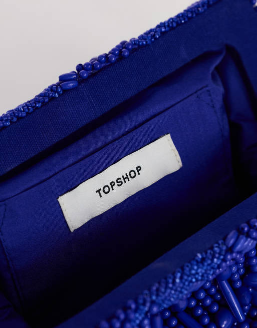 Topshop Garison pochette con perline e applicazioni in cobalto, 4 di 4