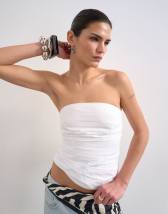 Topshop gathered bandeau top in white