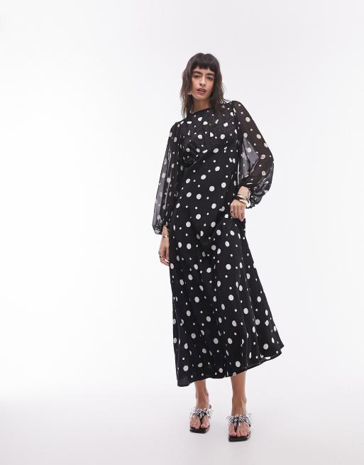 Topshop black and white spotty outlet dress