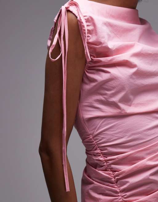 Topshop gathered detail top in pink