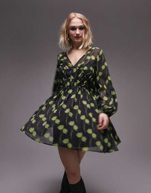 Topshop green clearance polka dot dress