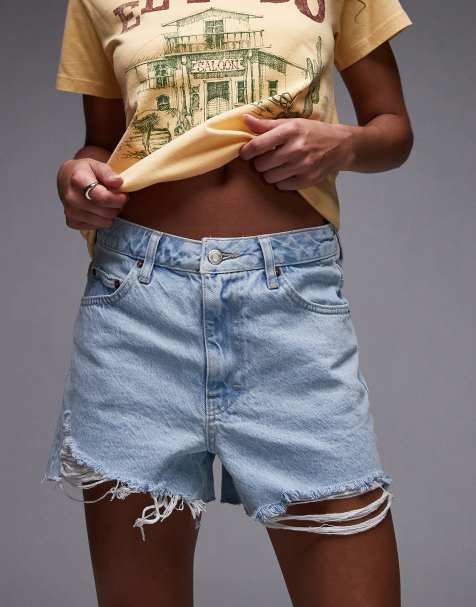 Topshop – Gebleichte Jeans-Shorts in A-Linie mit Zierrissen - view 1