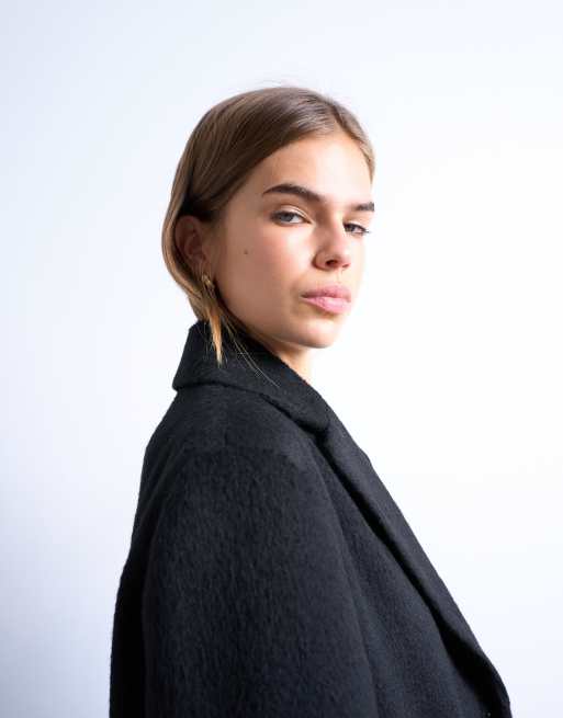 Topshop - Geborstelde blazerjas met drie knopen en lange pasvorm in zwart, 2 van 4