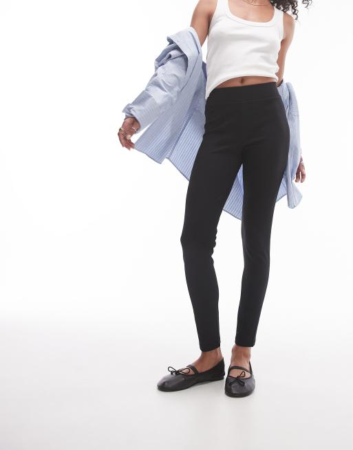 Topshop - Geborstelde geribbelde legging in zwart