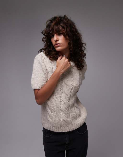 Topshop - Gebreid T-shirt met kabels
