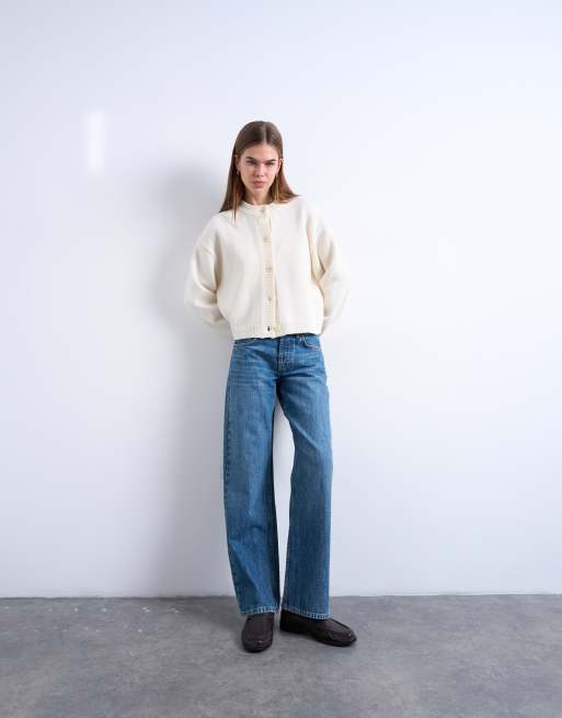 Topshop - Gebreid vest van premium 100% lamswol in ivoorwit, 2 van 4