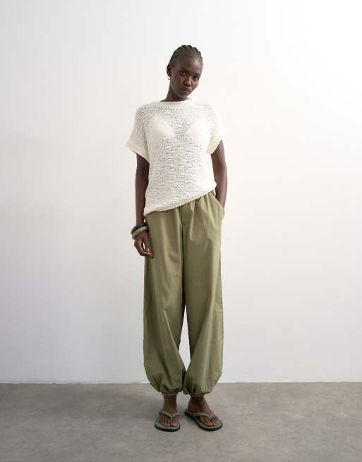Topshop - Gebreide asymmetrische top in ivoorwit, 3 van 4