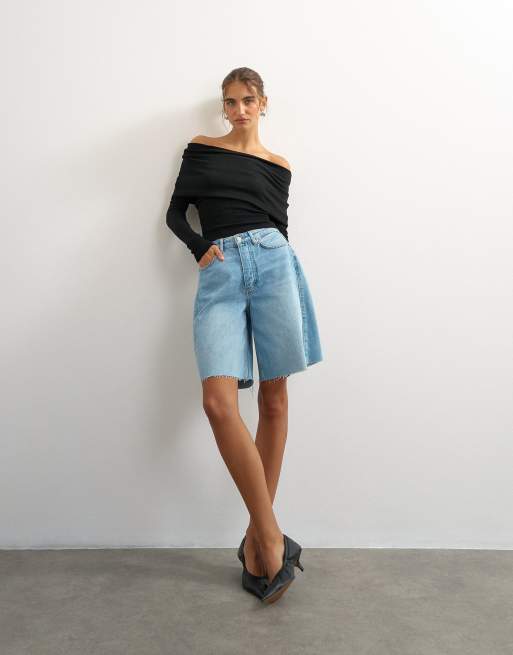 Topshop gebreide bardottop in zwart, 4 van 4