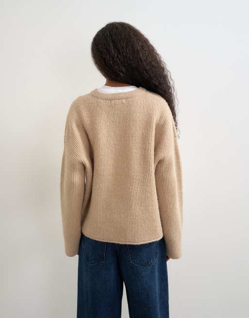 Topshop gebreide Henley-trui in oat, 2 van 4