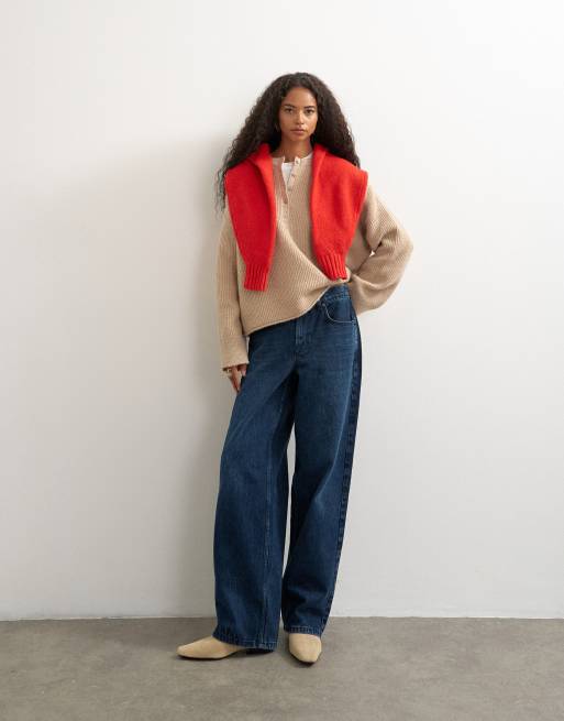Topshop gebreide Henley-trui in oat, 4 van 4