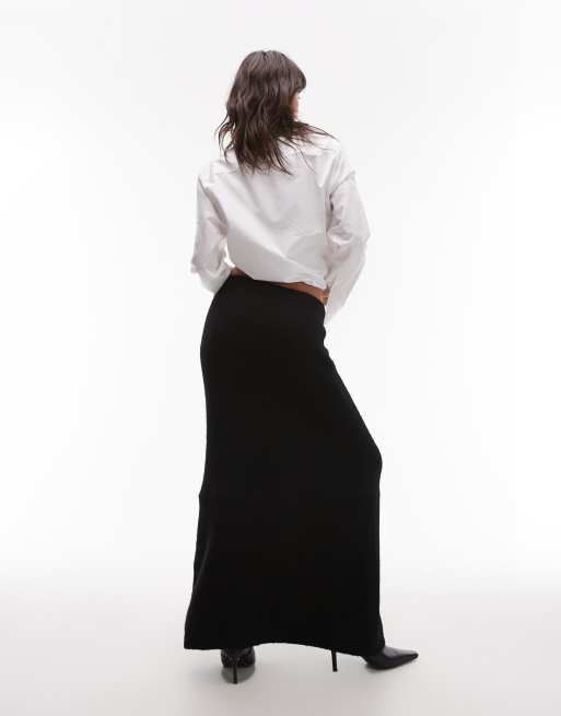 Topshop - Gebreide maxi rok met wollook in zwart, 2 van 5